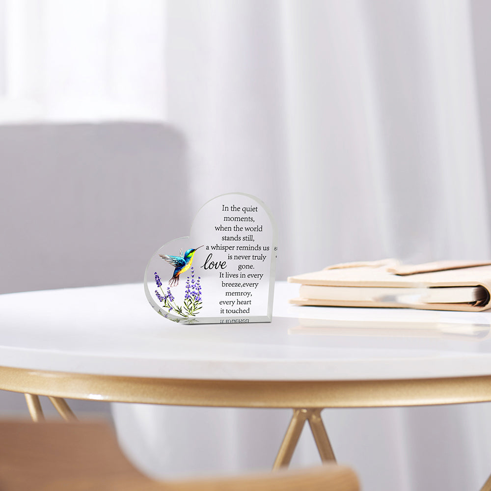 Memorial Heart With Gift Box - Acrylic Hummingbird