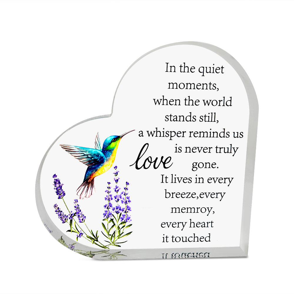 Memorial Heart With Gift Box - Acrylic Hummingbird
