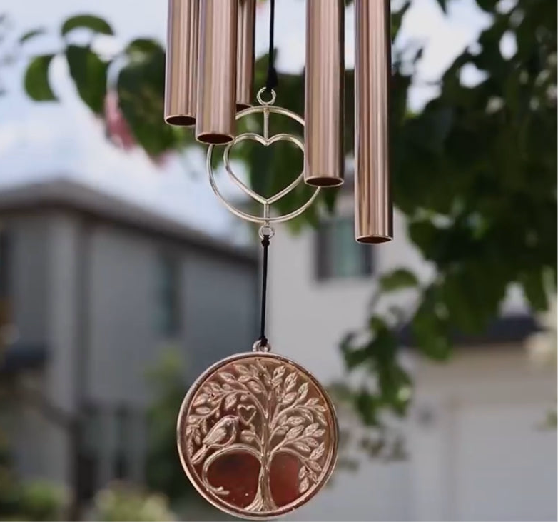 Retirement Wind Chime – Whispering Hearts™ Collection – Platinum Rose 30”