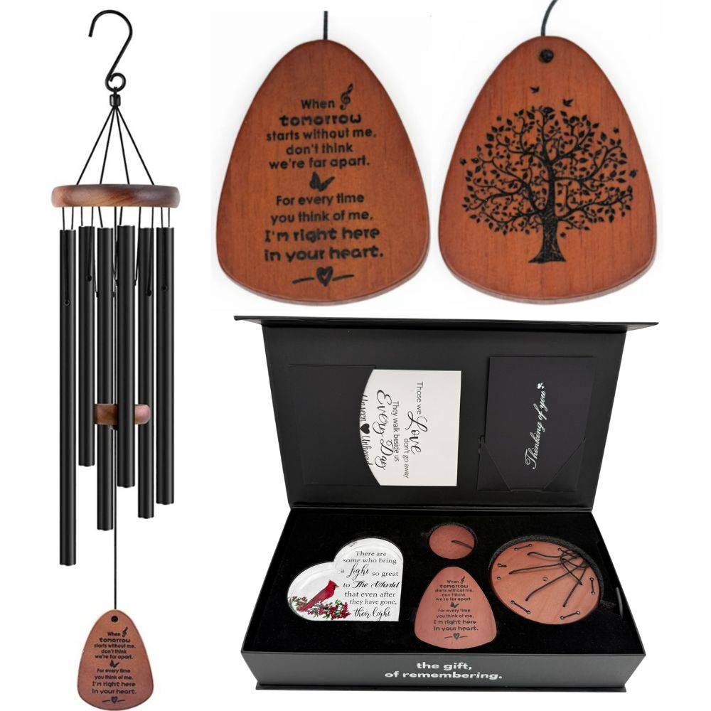Gift Bundle - Serenity Memorial Wind Chimes - Memorial Heart Included 32”