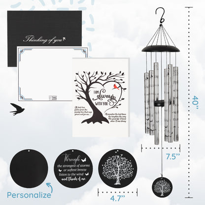 40" Memorial Wind Chimes, Thoughtful Gift For Special Occasions or Reflections Amazing Grace Scripture.