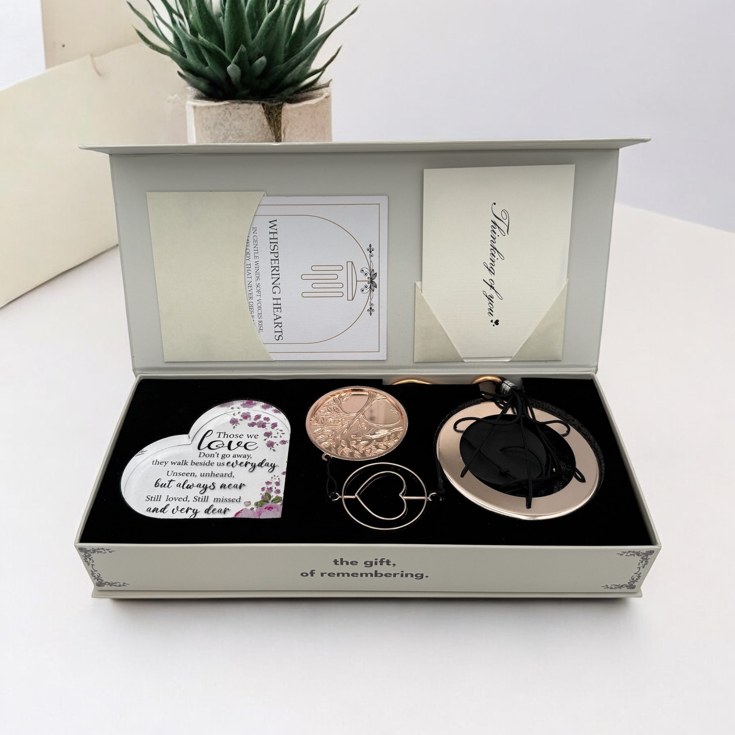 Gift Bundle - Memorial Wind Chime – Whispering Hearts™ Collection – Platinum Rose Personalized 30”
