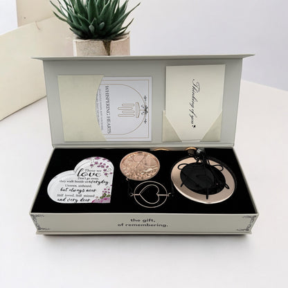 Gift Bundle - Memorial Wind Chime – Whispering Hearts™ Collection – Platinum Rose Personalized 30”