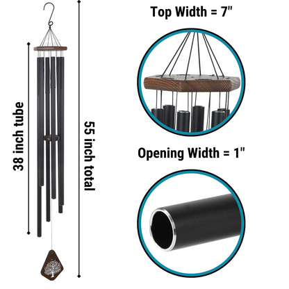 55" Large Deep Tone Memorial Wind Chime Church Bells, Thoughtful Gift For Special Occasions or Reflections.